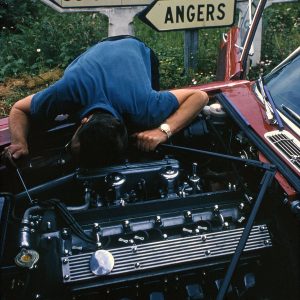 Jim Graham checking oil on the Mulsanne.