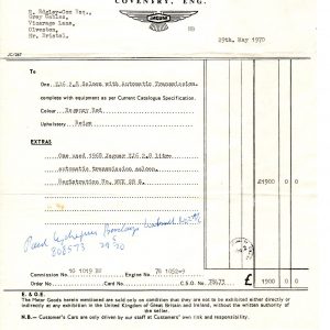 The bill of sale to Ronald Edgley-Cox.