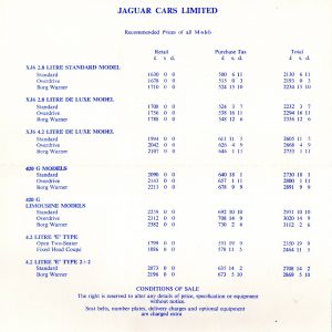 New model list prices, February 1970.